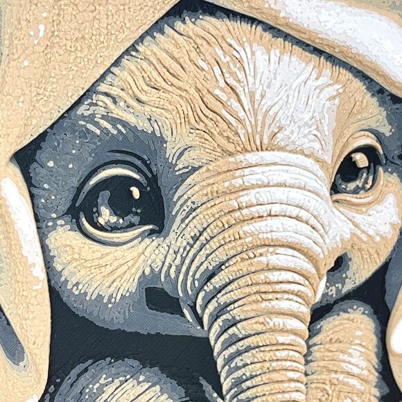 Baby Elephant Under Blanket Art, Whimsical Animal Art,  Cute Elephant Wall Art - Picture 2 of 7